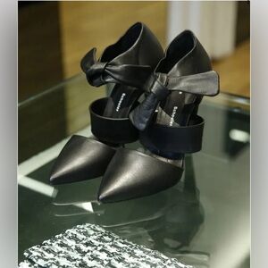 Proenza Schouler Black Women's heel studded genuine leather Shoes Sz38.5/US7-7.5